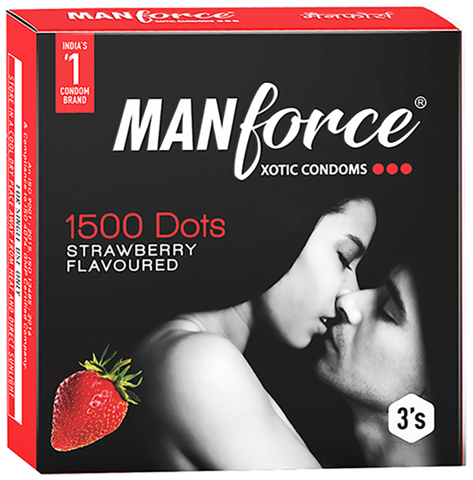 Manforce 1500 Dots Xotic Condom Strawberry