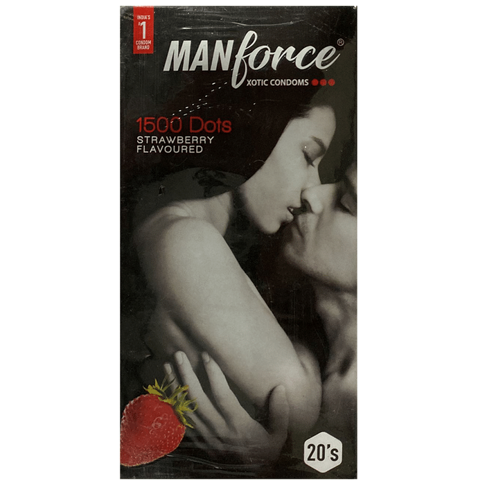Manforce 1500 Dots Xotic Condom Strawberry